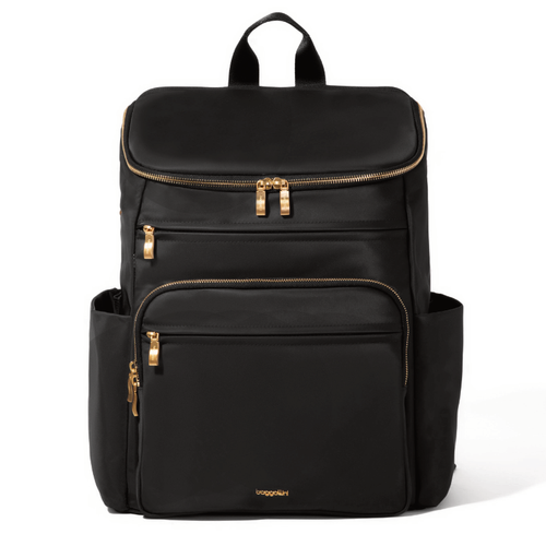 Baggallini Lexington Backpack - Black Twill with Gold Hardware
