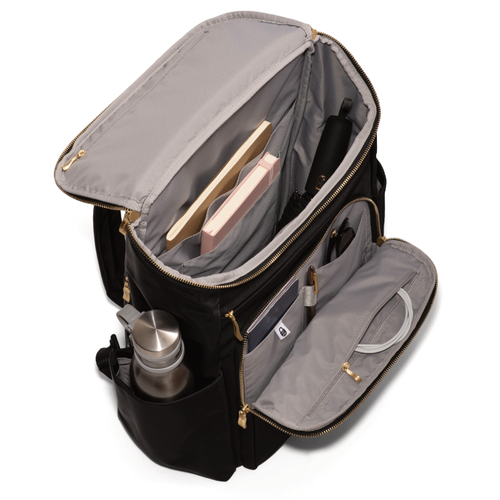 Baggallini Lexington Backpack - Black Twill with Gold Hardware