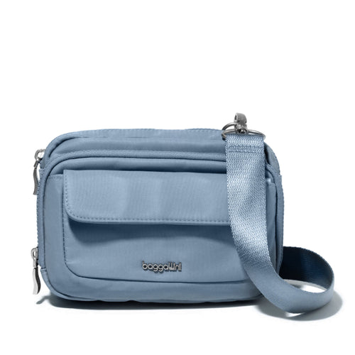 Baggallini Modern Double Zip Crossbody – Cornflower Twill