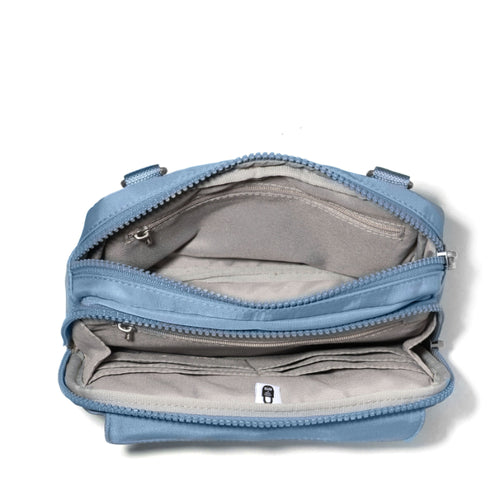 Baggallini Modern Double Zip Crossbody – Cornflower Twill