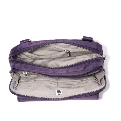 Baggallini Modern Double Zip Crossbody – Deep Grape Twill