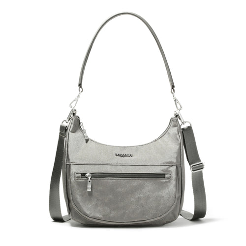 Baggallini Modern Pocket Half Moon Bag - Sterling Shimmer