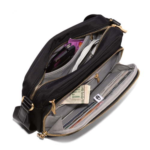 Baggallini Mott Crossbody - Black Twill with Gold Hardware