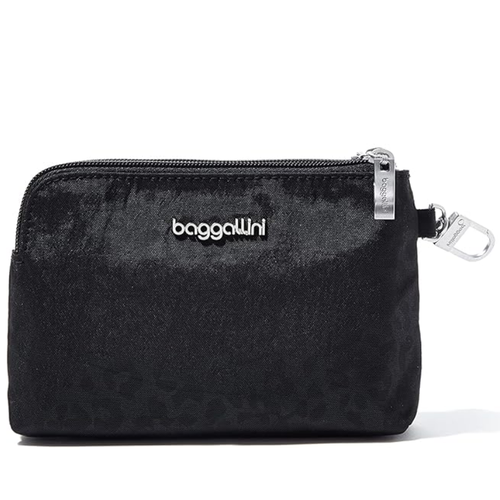 Baggallini On The Go Daily RFID Pouch - Black Cheetah Embossed