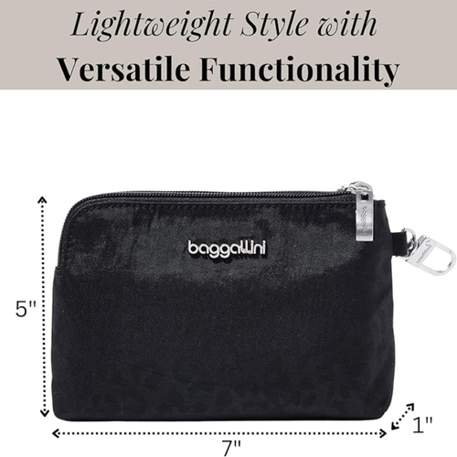 Baggallini On The Go Daily RFID Pouch - Black Cheetah Embossed