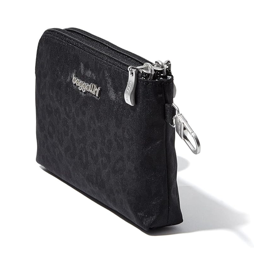 Baggallini On The Go Daily RFID Pouch - Black Cheetah Embossed
