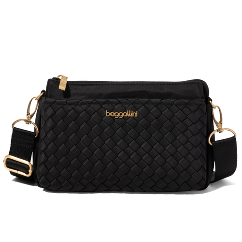 Baggallini Perry Crossbody - Black Woven Twill