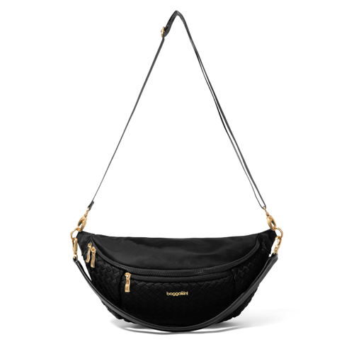 Baggallini Stanton Woven Crossbody - Black Woven Twill