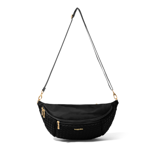 Baggallini Stanton Woven Crossbody - Black Woven Twill