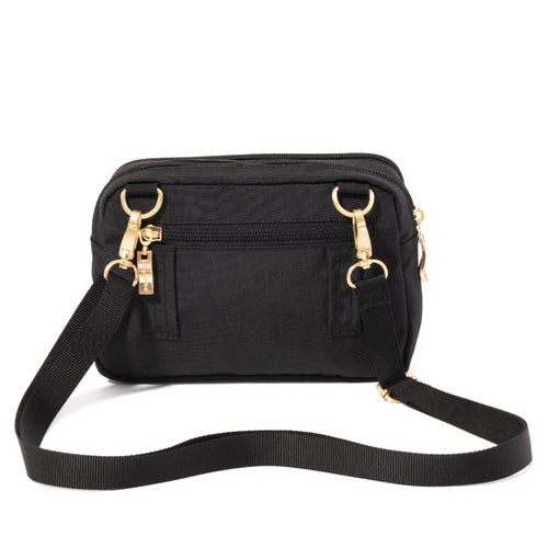 Baggallini Trifecta Wallet Crossbody - Black w/ Gold Hardware