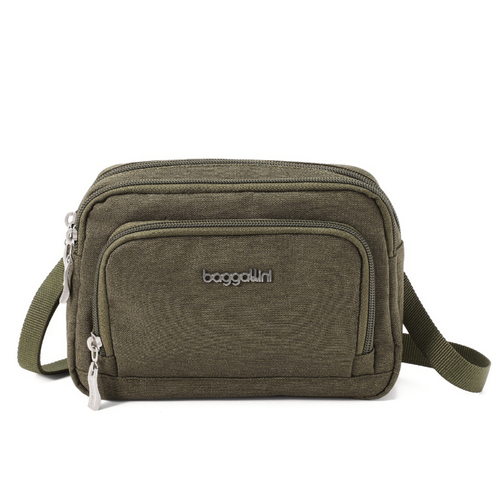 Baggallini Trifecta Wallet Crossbody - Olive Heritage