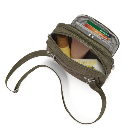 Baggallini Trifecta Wallet Crossbody - Olive Heritage
