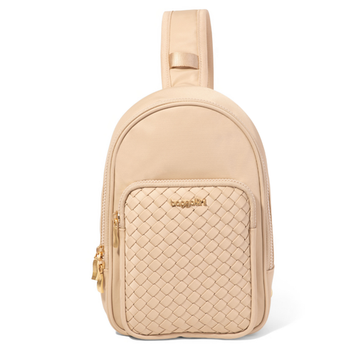 Baggallini Waverly Woven Sling - Desert Sand Woven Twill