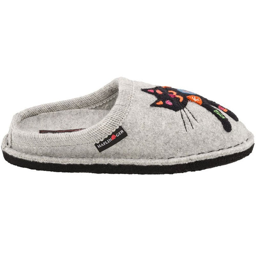 Women's Haflinger Sassy (Cat) Whimsical Slipper - Silver Grey