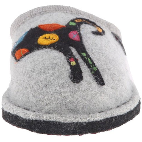 Women's Haflinger Sassy (Cat) Whimsical Slipper - Silver Grey