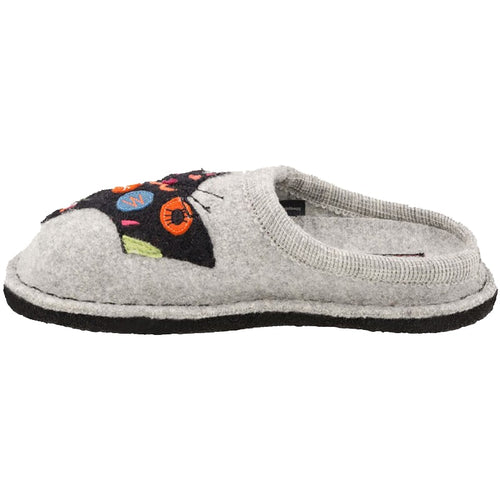 Women's Haflinger Sassy (Cat) Whimsical Slipper - Silver Grey