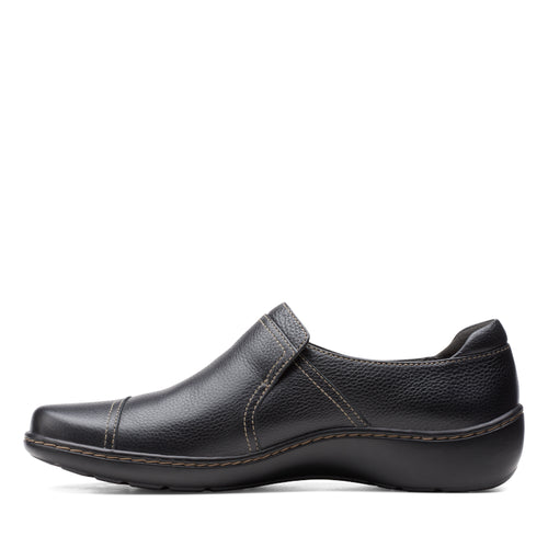 Women's Clarks Cora Poppy - Black Tumbled Leather