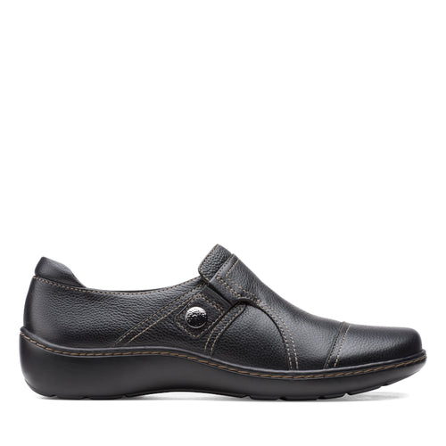 Women's Clarks Cora Poppy - Black Tumbled Leather