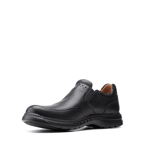 Men's Clarks Un Brawley Step - Black Tumbled Leather