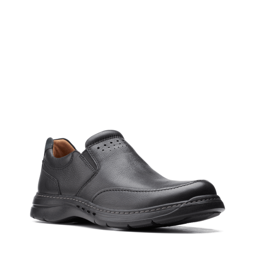 Men's Clarks Un Brawley Step - Black Tumbled Leather