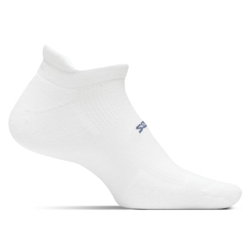 Feetures High Performance Max Cushion No Show Tab Socks - White