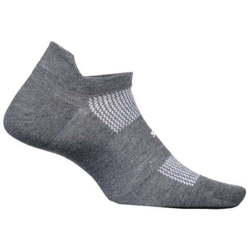 Feetures High Performance Max Cushion No Show Tab Socks - Heather Gray