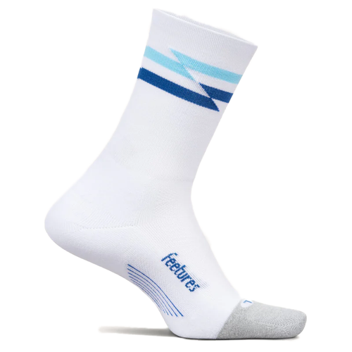 Feetures Elite Light Cushion Mini Crew Socks - White Track