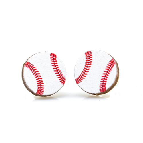 Green Tree Jewelry Baseball Stud Earrings