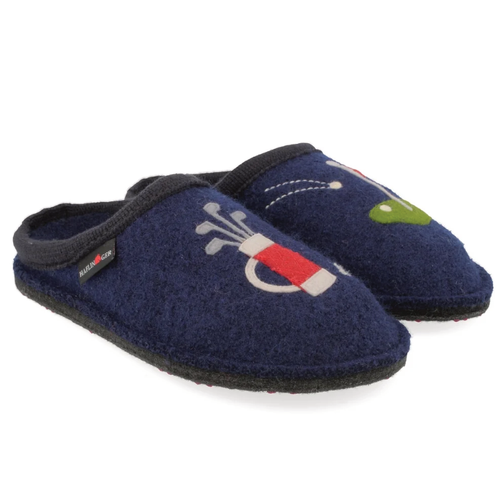 Men's Haflinger Flair Golf Slippers - Navy