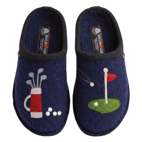 Men's Haflinger Flair Golf Slippers - Navy