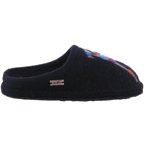 Women's Haflinger Jack (Dog) Whimsical Slipper - Black