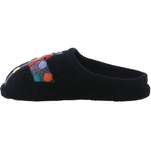 Women's Haflinger Jack (Dog) Whimsical Slipper - Black