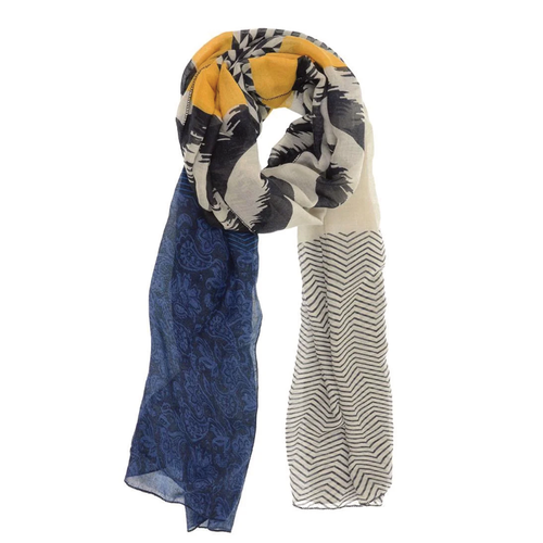 Joy Susan Chevron/Paisley Scarf - Navy