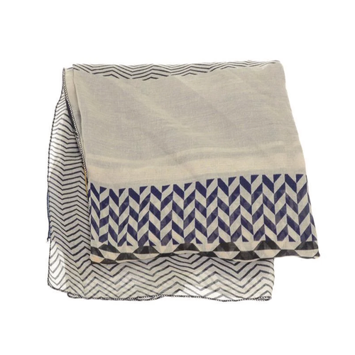 Joy Susan Chevron/Paisley Scarf - Navy