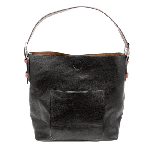 Joy Susan Classic Hobo Handbag - Black with Cedar Handle