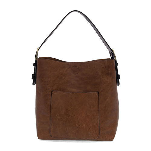 Joy Susan Classic Hobo Handbag - Pecan with Black Handle