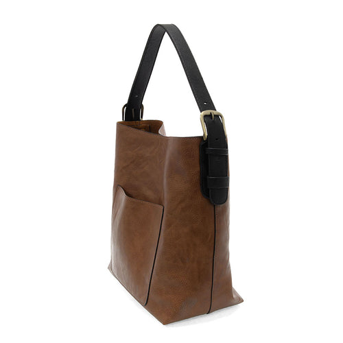 Joy Susan Classic Hobo Handbag - Pecan with Black Handle