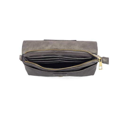 Joy Susan Everly Organizer Flap Crossbody - Metallic Dark Chrome