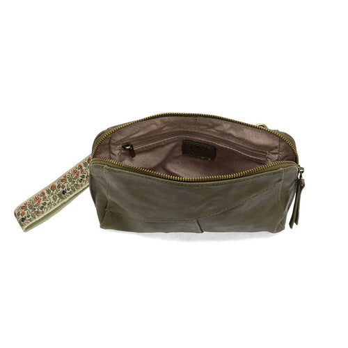 Joy Susan Gigi Crossbody with Woven Wristlet Strap - Olive