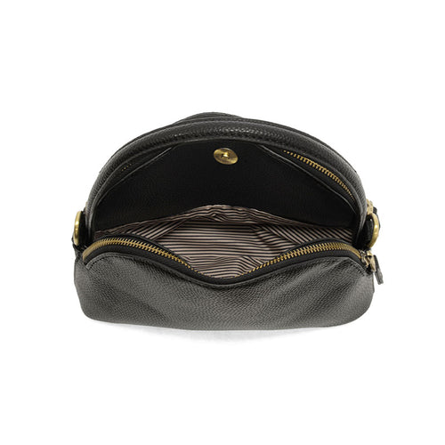 Joy Susan Larissa Double Zip Dome Crossbody - Black