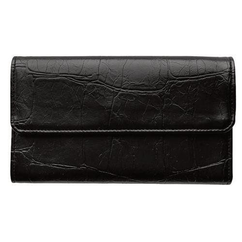 Joy Susan Marnie Mini Tri-Fold Wallet - Black Faux Croc
