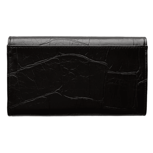 Joy Susan Marnie Mini Tri-Fold Wallet - Black Faux Croc