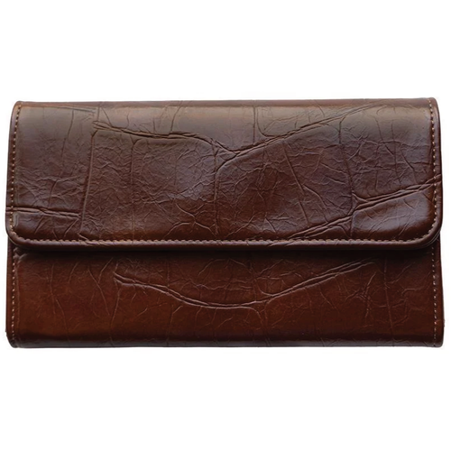 Joy Susan Marnie Mini Tri-Fold Wallet - Pecan Faux Croc