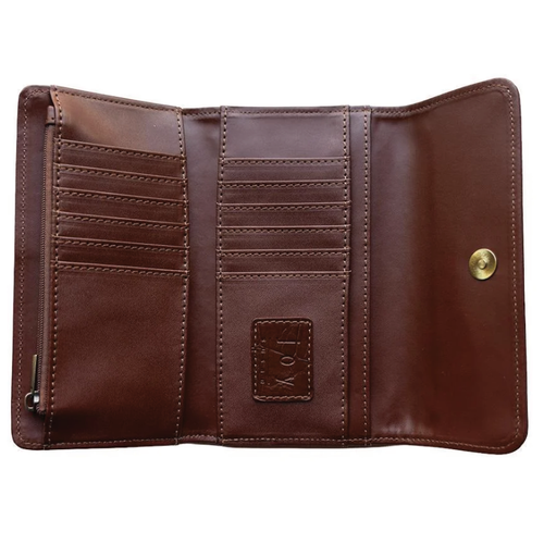 Joy Susan Marnie Mini Tri-Fold Wallet - Pecan Faux Croc