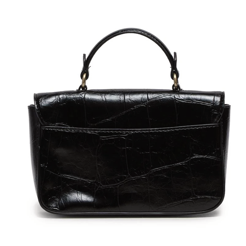 Joy Susan Wilma Mini Flap Top Handle Crossbody - Black Faux Croc