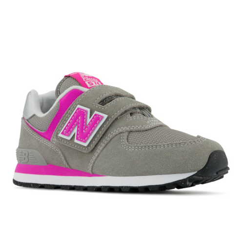 Kids' New Balance 574 Core Hook & Loop - Toddler/Little Kid - Grey/Pink