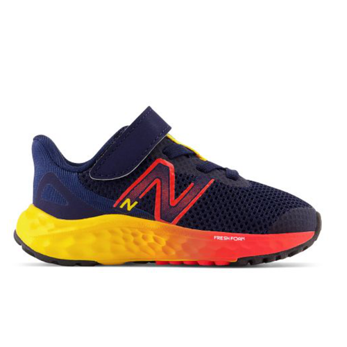 Kids’ New Balance Fresh Foam Arishi v4 Bungee Lace with Top Strap - Baby/Toddler – Team Navy/Electric Red/Egg Yolk