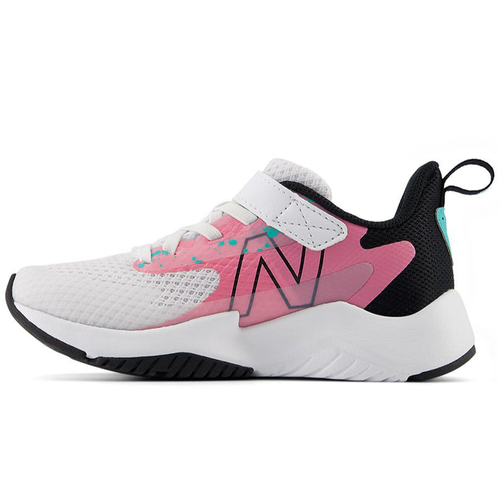 Kids’ New Balance Rave Run v2 Bungee Lace with Top Strap - Little Kid/Big Kid – White/Real Pink/Black