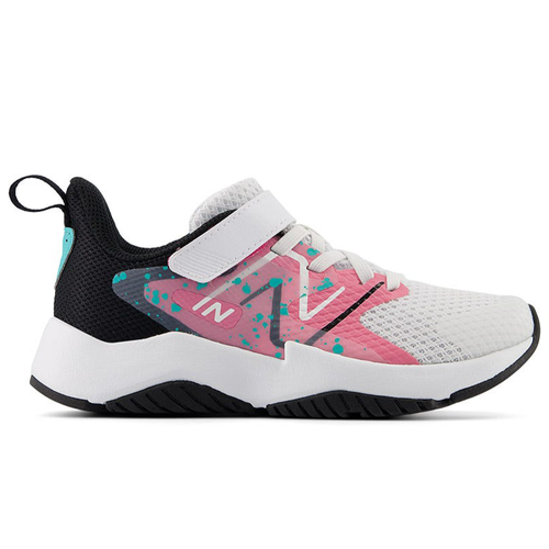 Kids’ New Balance Rave Run v2 Bungee Lace with Top Strap - Little Kid/Big Kid – White/Real Pink/Black