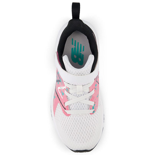 Kids’ New Balance Rave Run v2 Bungee Lace with Top Strap - Little Kid/Big Kid – White/Real Pink/Black